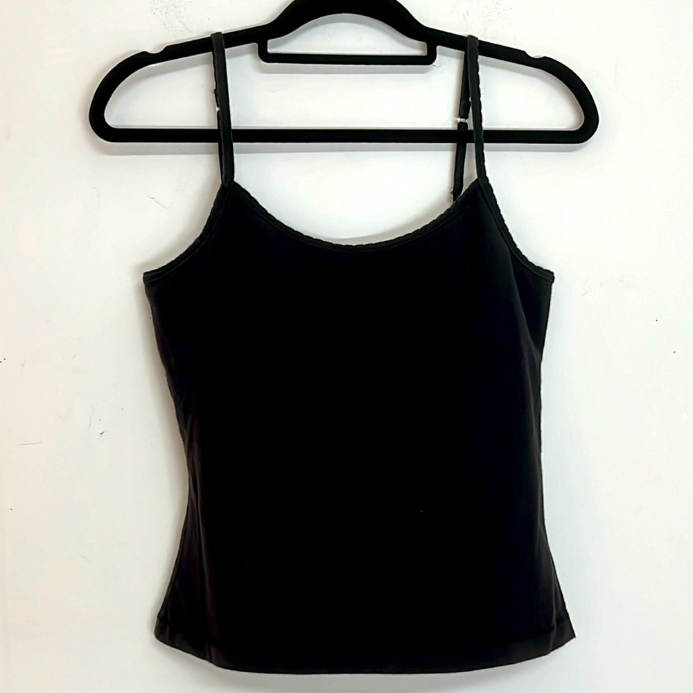 🌞 Route 66 vintage 90s y2k black tank top shelf bra adjustable straps women L